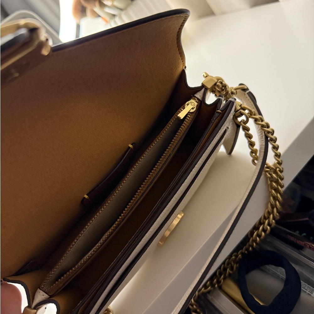 Coach Pebble Leather Chain Crossbody Clutch in Taupe with Gold Hardware - Picture 3 of 3